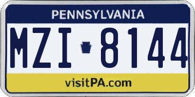 PA license plate MZI8144