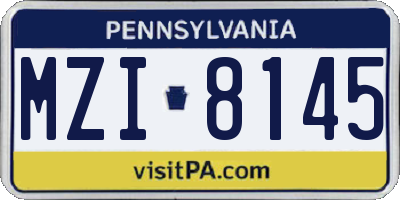 PA license plate MZI8145