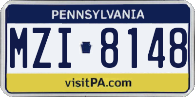 PA license plate MZI8148