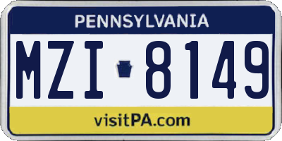 PA license plate MZI8149