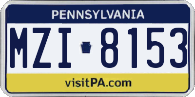 PA license plate MZI8153