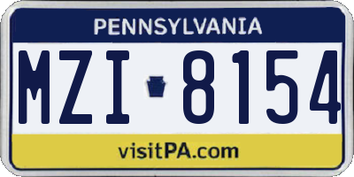 PA license plate MZI8154