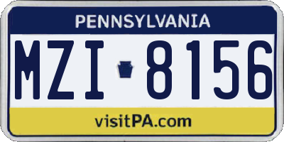 PA license plate MZI8156
