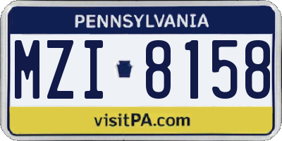 PA license plate MZI8158