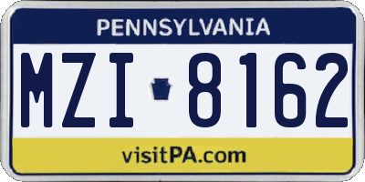 PA license plate MZI8162
