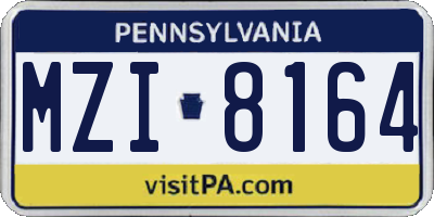 PA license plate MZI8164