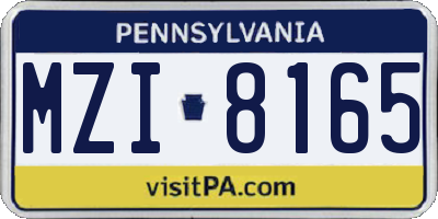 PA license plate MZI8165