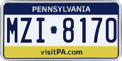 PA license plate MZI8170