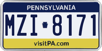 PA license plate MZI8171