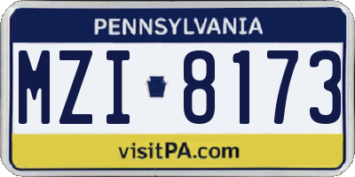 PA license plate MZI8173