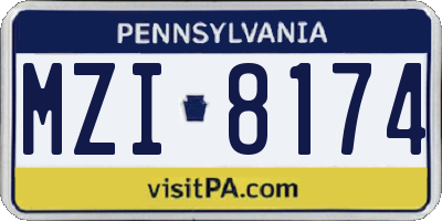 PA license plate MZI8174