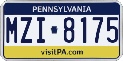 PA license plate MZI8175
