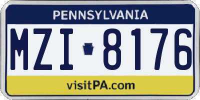 PA license plate MZI8176