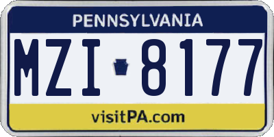 PA license plate MZI8177
