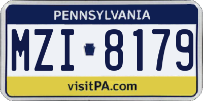 PA license plate MZI8179