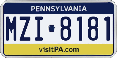 PA license plate MZI8181
