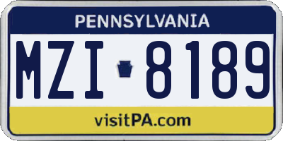 PA license plate MZI8189