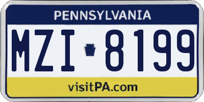 PA license plate MZI8199