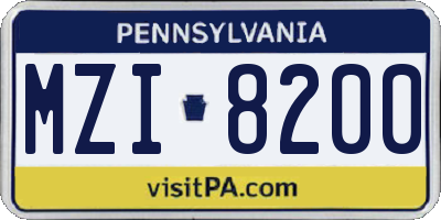 PA license plate MZI8200