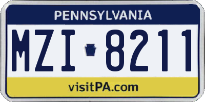 PA license plate MZI8211