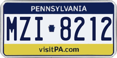 PA license plate MZI8212