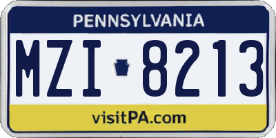 PA license plate MZI8213