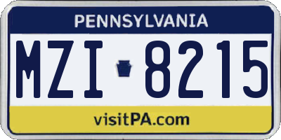 PA license plate MZI8215