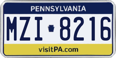 PA license plate MZI8216