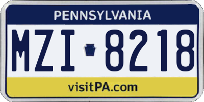 PA license plate MZI8218