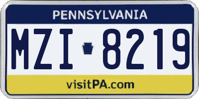 PA license plate MZI8219