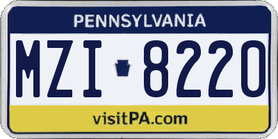 PA license plate MZI8220