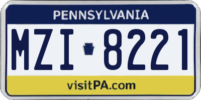 PA license plate MZI8221