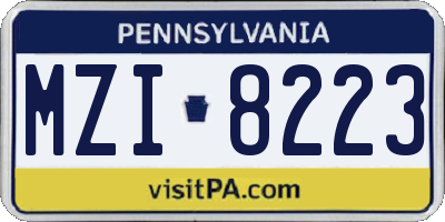 PA license plate MZI8223