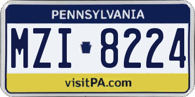 PA license plate MZI8224