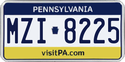 PA license plate MZI8225