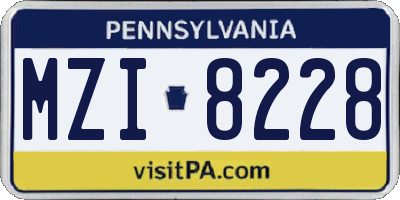 PA license plate MZI8228