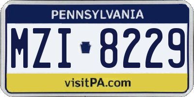 PA license plate MZI8229