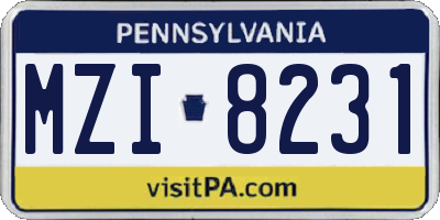 PA license plate MZI8231