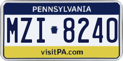 PA license plate MZI8240