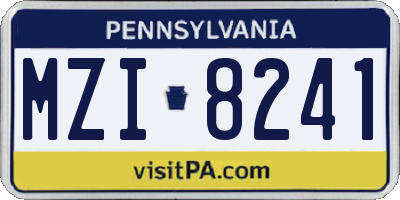 PA license plate MZI8241