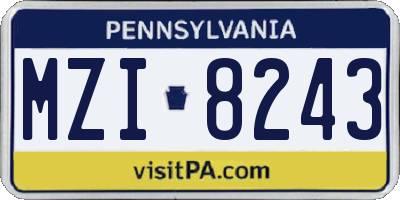 PA license plate MZI8243