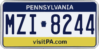 PA license plate MZI8244