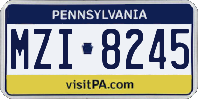 PA license plate MZI8245