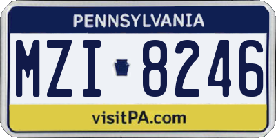 PA license plate MZI8246