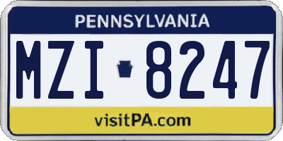 PA license plate MZI8247