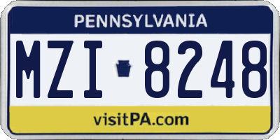 PA license plate MZI8248