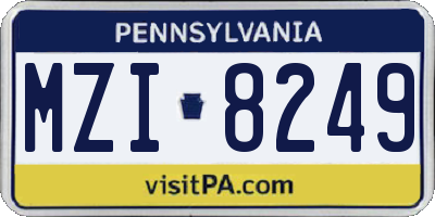 PA license plate MZI8249