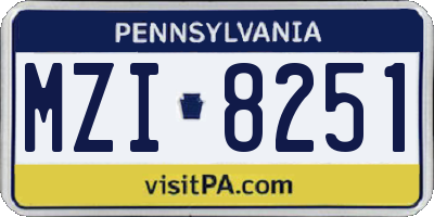 PA license plate MZI8251