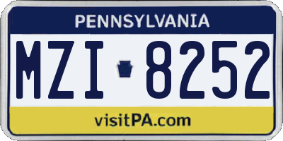 PA license plate MZI8252