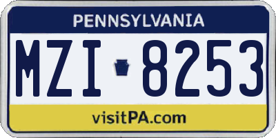 PA license plate MZI8253
